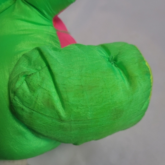 Fisher Price 1992 Dino-Roars Baby T-Rex Dinosaur Green Puffalump Nylon Dino 9" - Picture 6 of 9